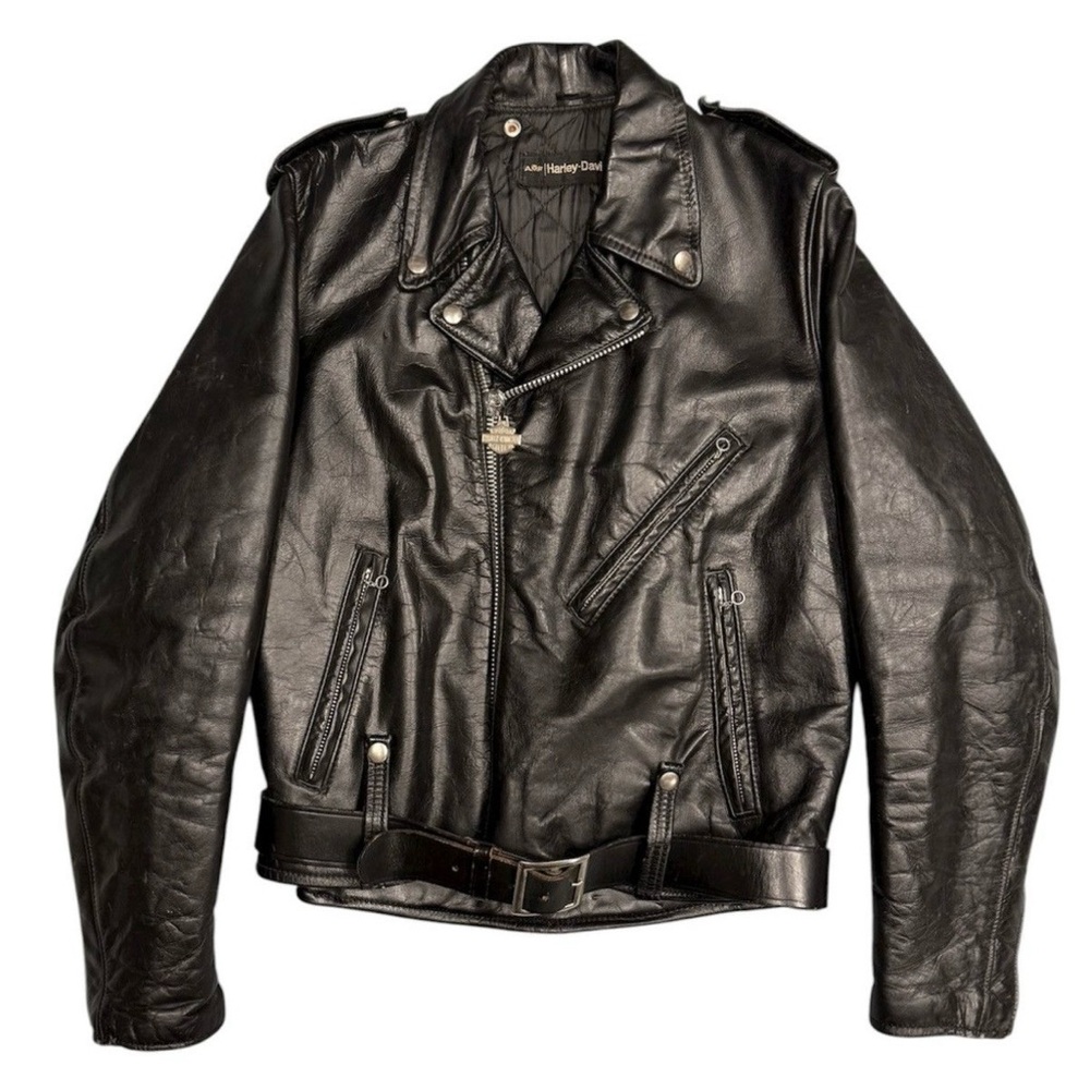 70s AMF HARLEY DAVIDSON Genuine Leather Rockstar Jacket - Rare 1970s Version